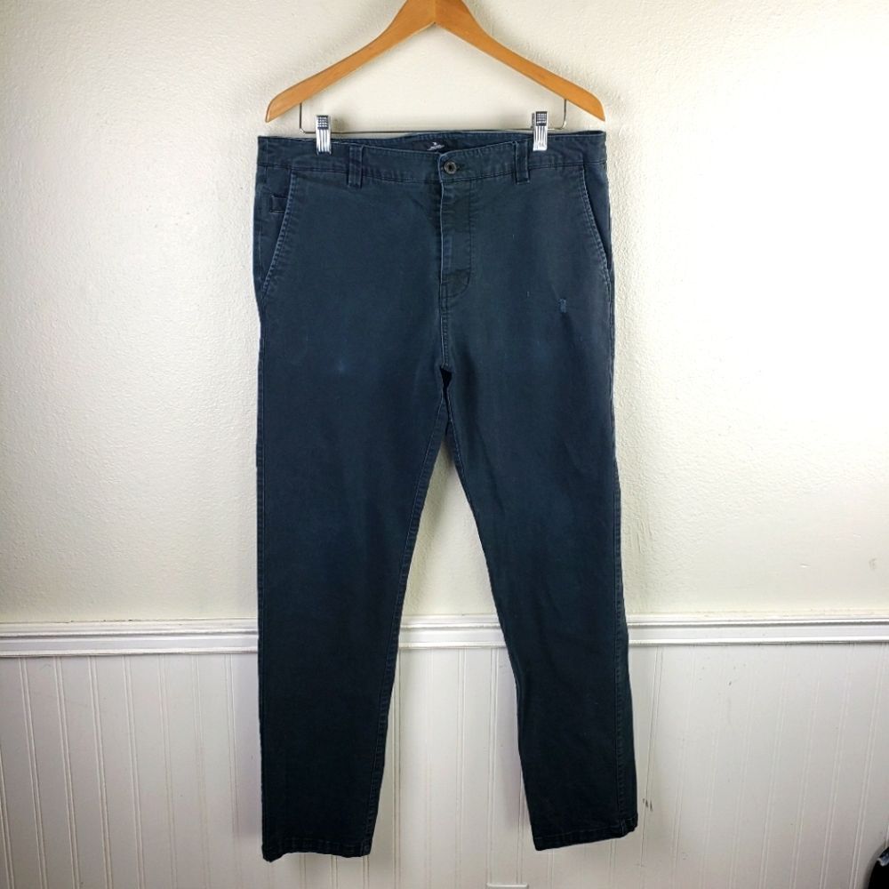Men's Rip Curl Surfer Black Faded Chino Straight Fit Zipper Fly Pants Size 36